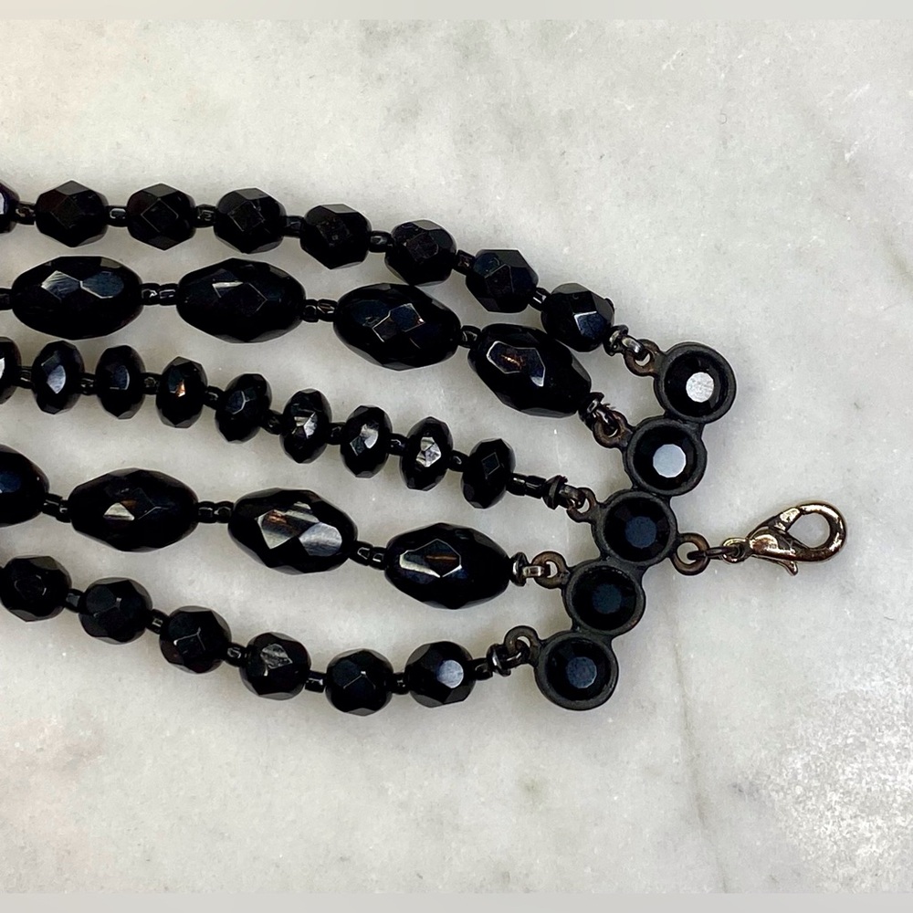Glamorous Cuff Of Multiple Strings Of Black Beads - image 4